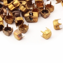 Lot (100) 4.5mm Vintage Deco Czech rhinestone prong settings jewelry making findings