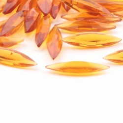 Lot (50) 20x5mm vintage Czech amber oval navette faceted glass rhinestones