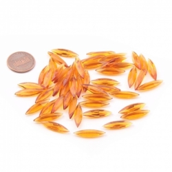 Lot (50) 20x5mm vintage Czech amber oval navette faceted glass rhinestones