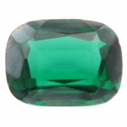 Vintage Emerald green glass rhinestone Czech 12x9mm rectangle faceted