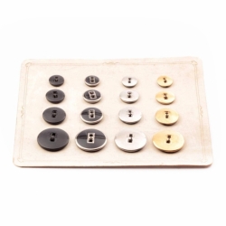 Sample card (16) large Czech vintage silver gold lustre black glass buttons 