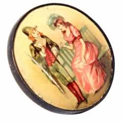 23mm antique Czech Victorian metal mounted celluloid lithograph picture button