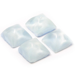 Glass cabochons Lot (4) 15mm Czech vintage aqua satin givre moonglow square domed