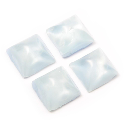 Glass cabochons Lot (4) 15mm Czech vintage aqua satin givre moonglow square domed