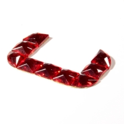 Czech vintage fabric back red glass rhinestone letter C clothing embellishment