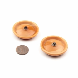Lot (2) large 40mm Czech vintage gold lustre concave beige glass buttons