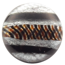 Czech antique silver foil black topaz stripe glass button rosette shank