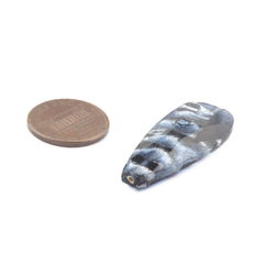 Lampwork glass bead 38mm vintage Czech foil marble blue teardrop hand faceted