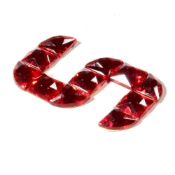 Czech vintage fabric back red glass rhinestone letter S clothing embellishment