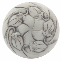 27mm Czech vintage silver lustre wash white flower glass button