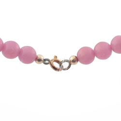 Vintage Czech glass bead necklace semi translucent pink round rondelle glass beads