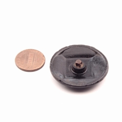 36mm large antique vintage Czech geometric castellated black art glass button