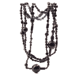 Hank (208) Vintage Czech gloss black glass beads