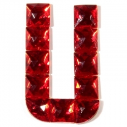 Czech vintage fabric back red glass rhinestone letter U clothing embellishment