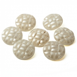 Vintage Czech glass buttons Lot (6) 23mm faux pearl fabric weave