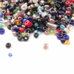 Czech glass beads Lot (750) vintage multicolor rocaille rondelle hexagon seed bugle