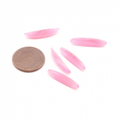 Glass cabochon Lot (5) 21x5mm Czech vintage pink satin opaline oval navette