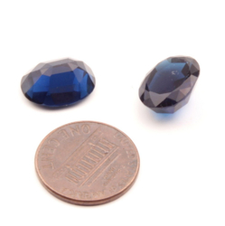 Vintage Czech Glass rhinestones deep blue oval 14x11mm. Lot of 2