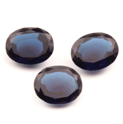 Vintage Czech Glass rhinestones deep blue oval 16x13mm. Lot of 3