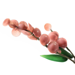 Vintage Czech lampwork glass bead pink flower stem ornament decoration