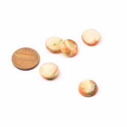 Vintage glass cabochons Lot (5) 13mm Czech vintage beige peach satin marble lozenge