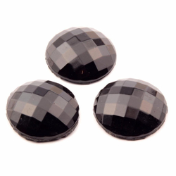 Lot (3) Czech vintage round black flatback glass rhinestones 24mm