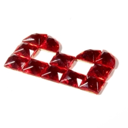 Czech vintage fabric back red glass rhinestone letter B clothing embellishment