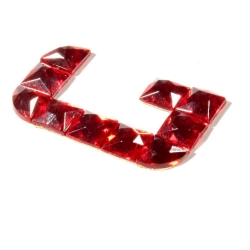 Czech vintage fabric back red glass rhinestone letter G clothing embellishment