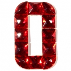 Czech vintage fabric back red glass rhinestone letter O clothing embellishment