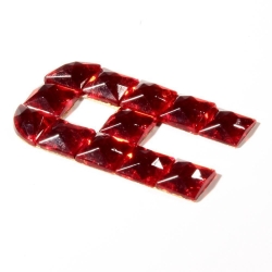 Czech vintage fabric back red glass rhinestone letter A clothing embellishment