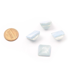 Glass cabochons Lot (4) 15mm Czech vintage aqua satin givre moonglow square domed