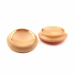 Lot (2) large 40mm Czech vintage gold lustre concave beige glass buttons