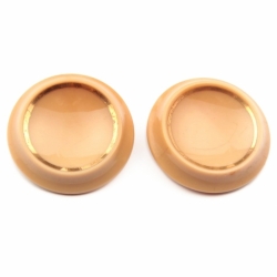 Lot (2) large 40mm Czech vintage gold lustre concave beige glass buttons