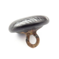 Czech antique silver foil black topaz stripe glass button rosette shank