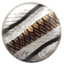 Czech antique silver foil black topaz stripe glass button rosette shank 14mm