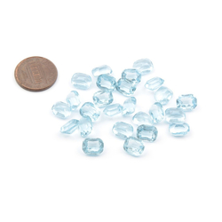 Glass rhinestones Lot (24) 9x7mm vintage Czech aqua blue oval rectangle