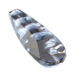 Lampwork glass bead 38mm vintage Czech foil marble blue teardrop hand faceted