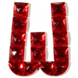 Czech vintage fabric back red glass rhinestone letter W clothing embellishment