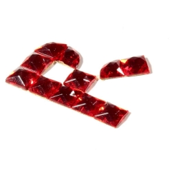 Czech vintage fabric back red glass rhinestone letter R clothing embellishment
