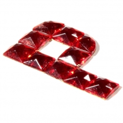 Czech vintage fabric back red glass rhinestone letter P clothing embellishment