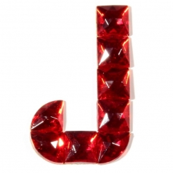 Czech vintage fabric back red glass rhinestone letter J clothing embellishment