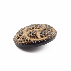 23mm Czech vintage bronze lustre geometric snakeskin black glass button