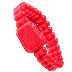 Vintage Czech 2 hole red glass bead watch face bracelet