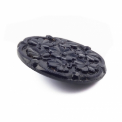 27mm Czech vintage dark navy blue faceted flower glass button