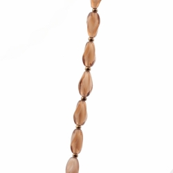 Vintage Czech glass bead necklace beige brown bicolor oval twist glass beads