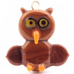 Czech lampwork owl pendant earring glass bead 30mm