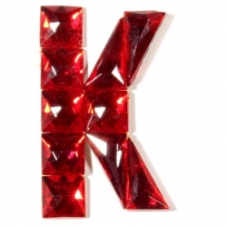 Czech vintage fabric back red glass rhinestone letter K clothing embellishment
