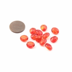 Lot (12) 10x8mm Czech vintage orange oval faceted glass rhinestones