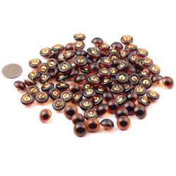 Lot (100) Czech vintage topaz teddy bear doll eye glass buttons 12mm