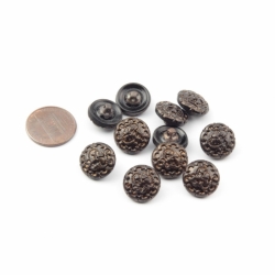 Lot (11) 13mm bronze luster black Czech vintage floral glass buttons